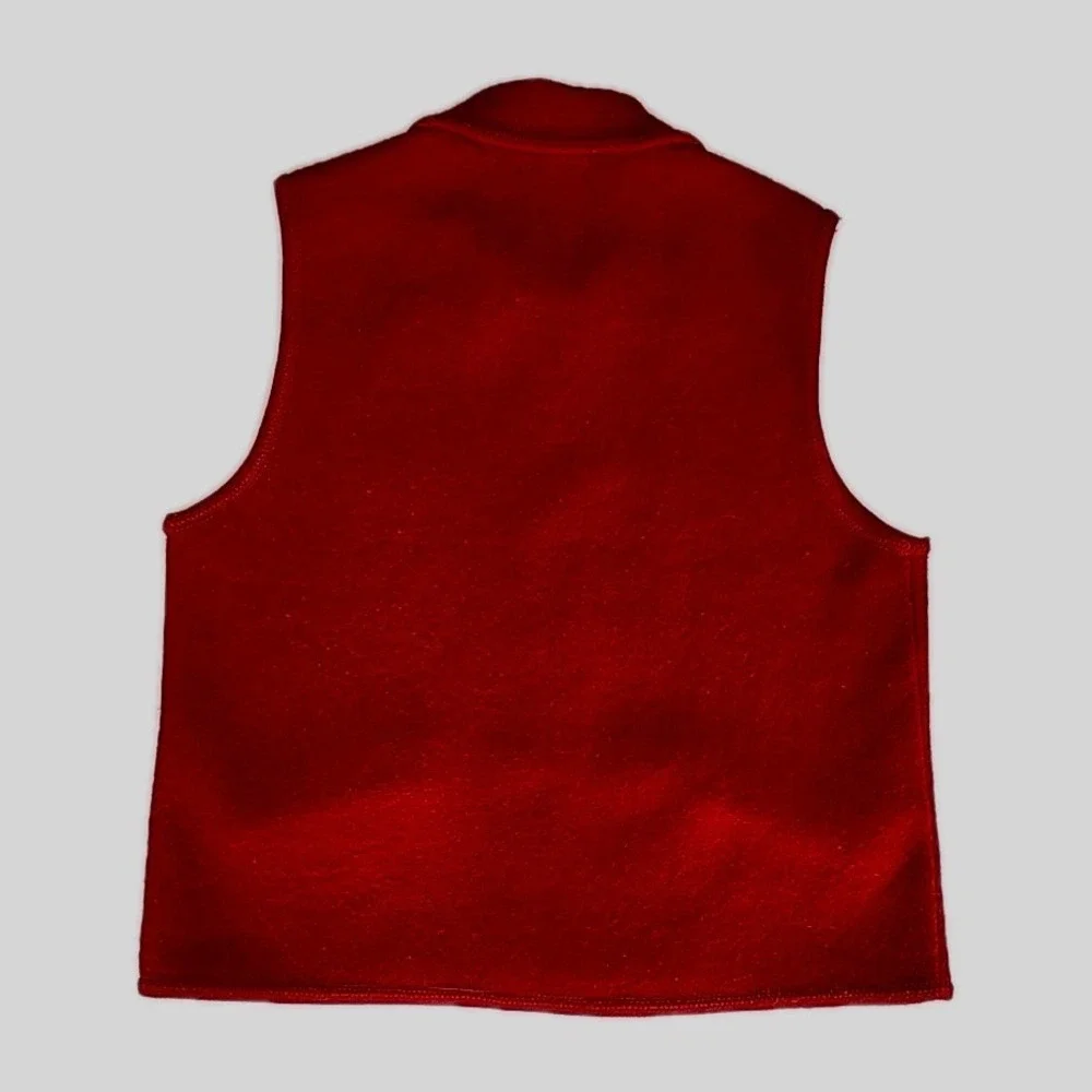 VTG Tally Ho Womens Vest L Red Boiled Wool Sweater Old Money Capsule Ski Winte - Picture 3 of 7